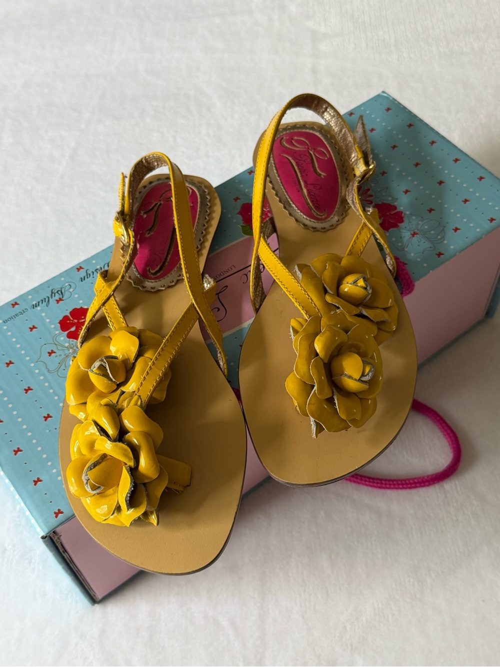 Poetic License Yellow Floral T-Strap Sandals